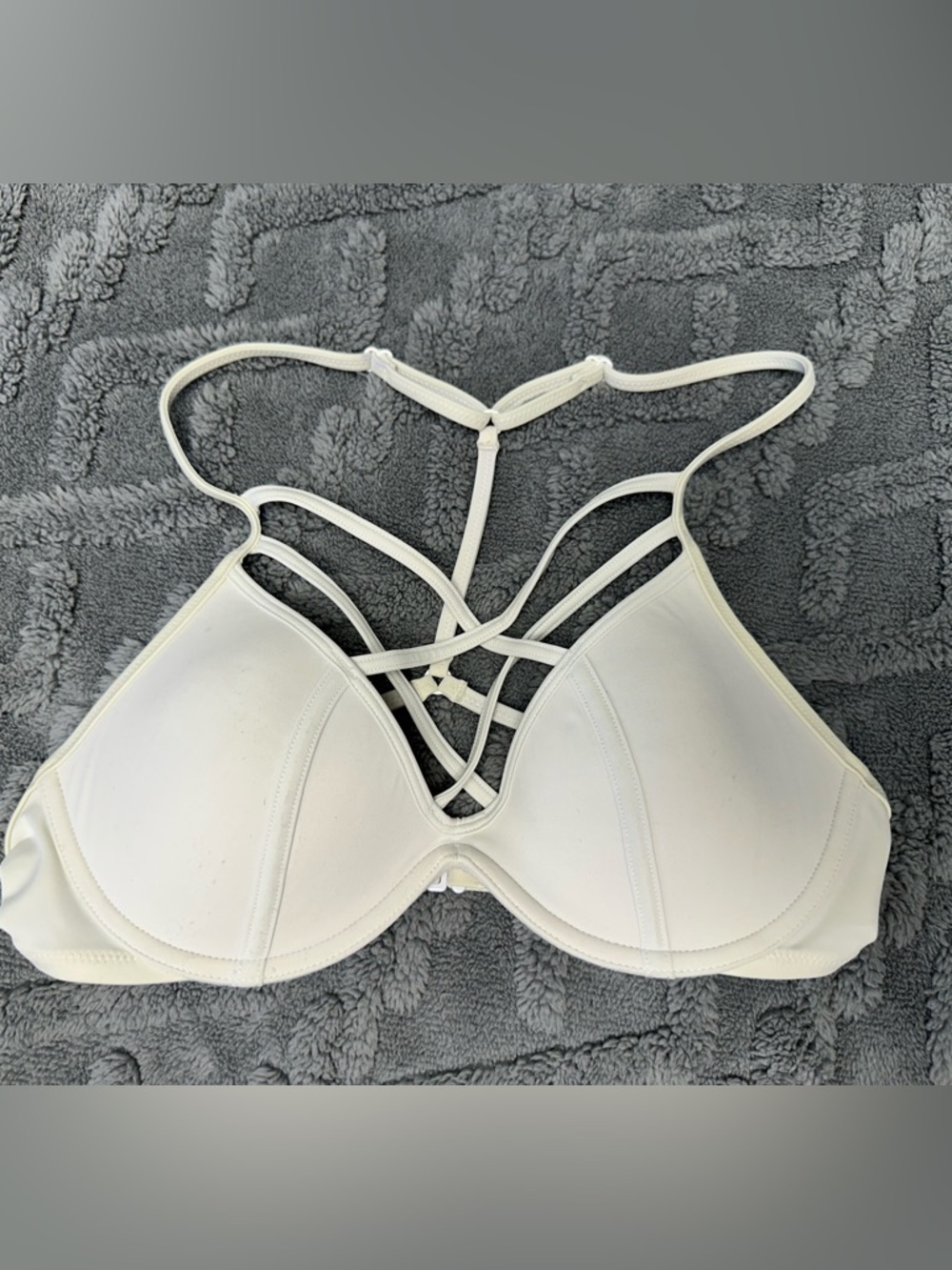 White Strappy Push-Up Bikini Bra Top